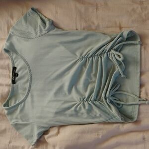 Teal Crop Top With Gathering And Bow Details